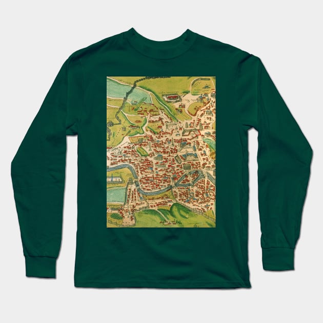 Antique City Map of Rome, Italy with Fortification Long Sleeve T-Shirt by MasterpieceCafe